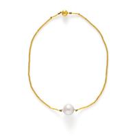 CULTURED PEARL AND YELLOW GOLD NECKLACE