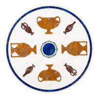 A Pair of Italian Pietra Dura Marble, Diaspore and Lapis-Lazuli Table Tops