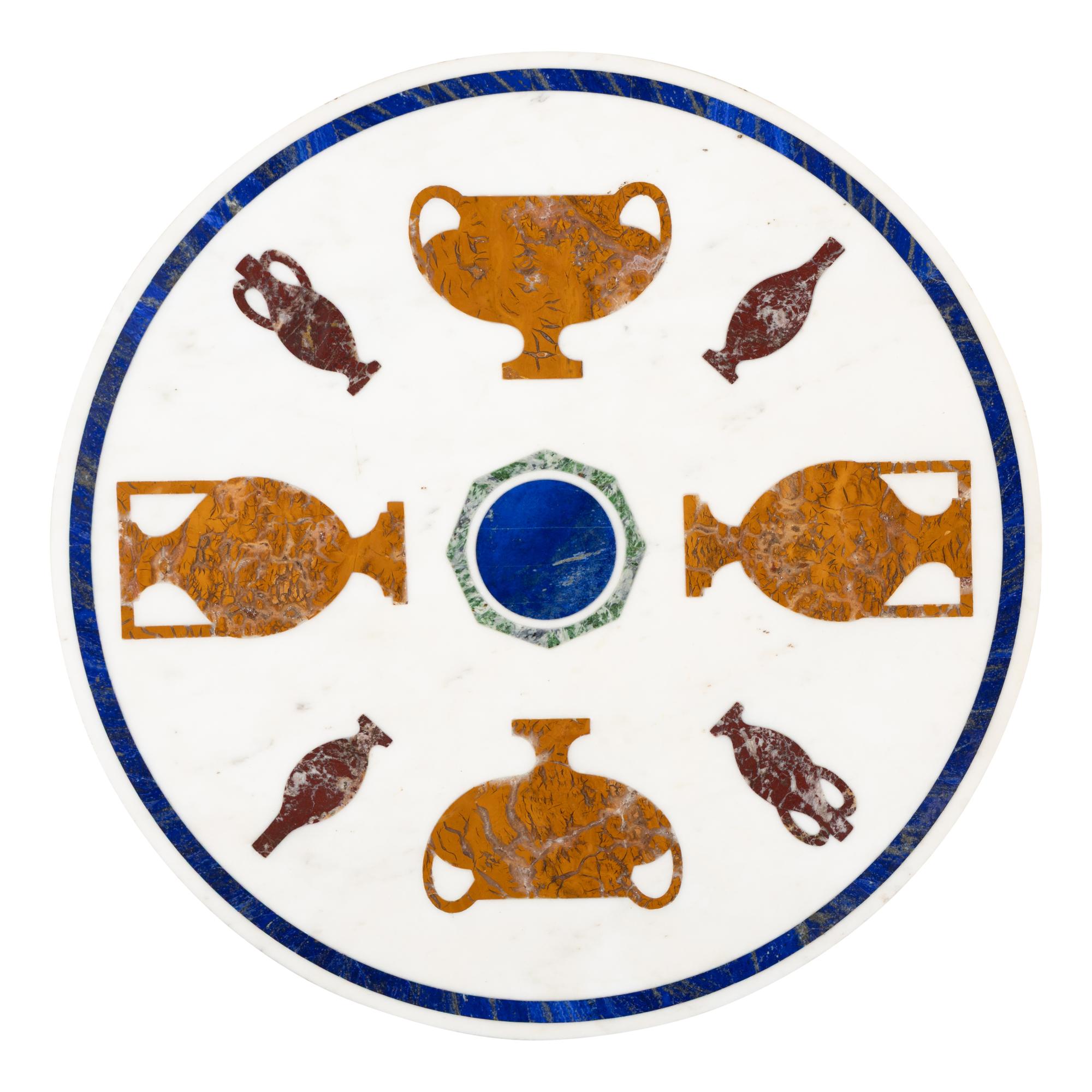 A Pair of Italian Pietra Dura Marble, Diaspore and Lapis-Lazuli Table Tops