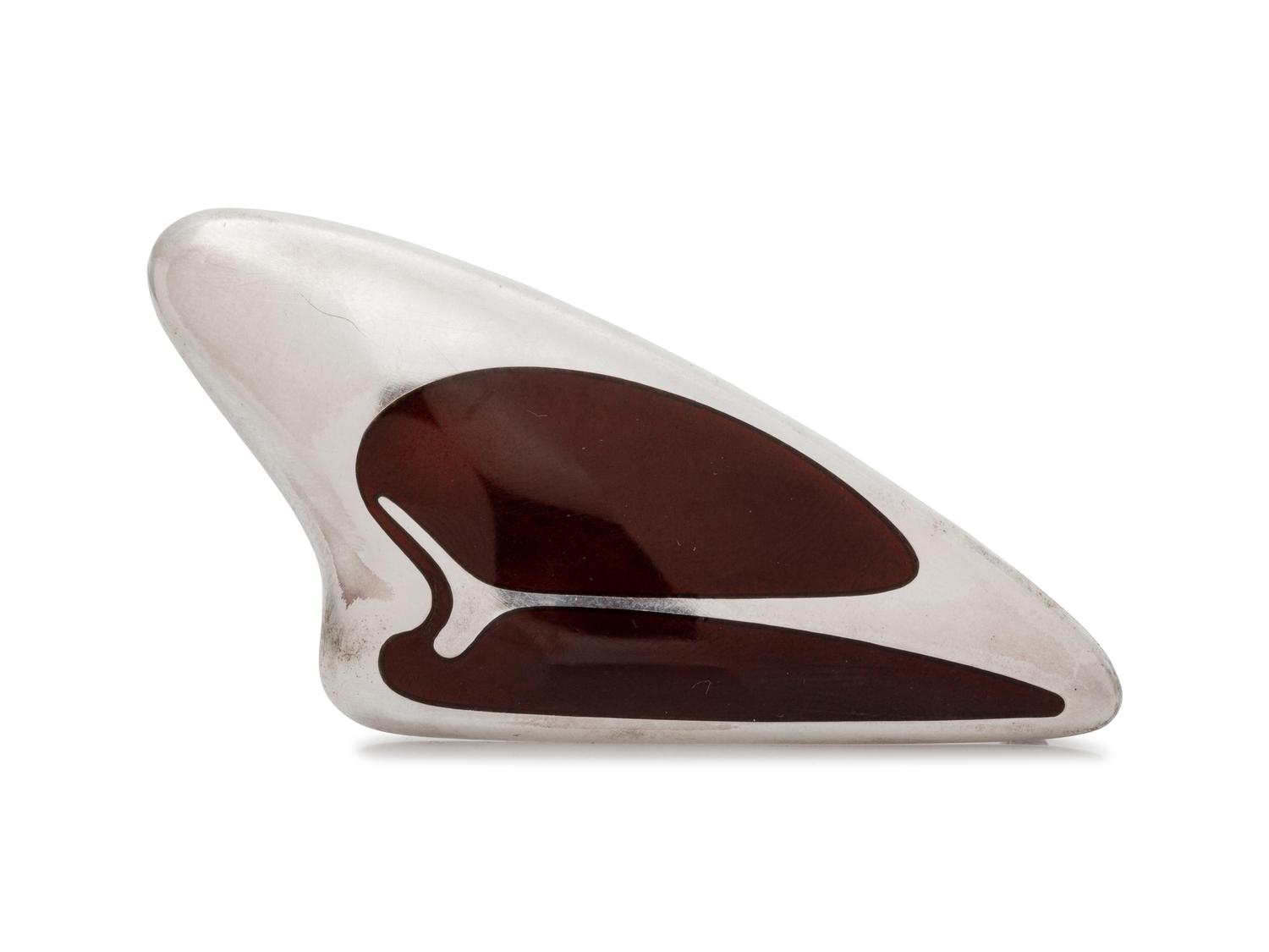 A Modernist Sterling Silver and Enamel Brooch, Henning Koppel for Georg Jensen,