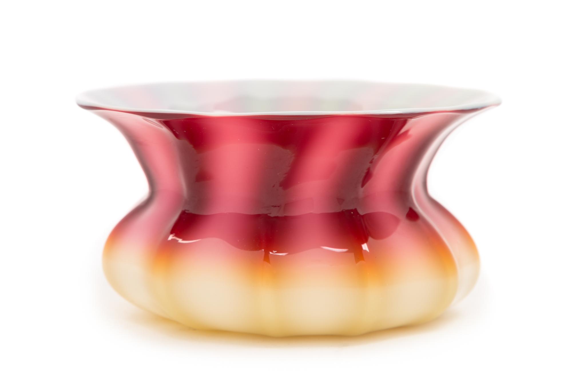 New England Glass Company, 19TH CENTURY, (1818-1878), a ruffled plated amberina glass bowl