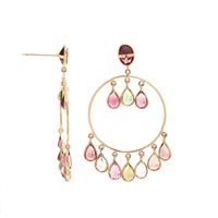 YELLOW GOLD AND MULTICOLOR TOURMALINE EARRINGS