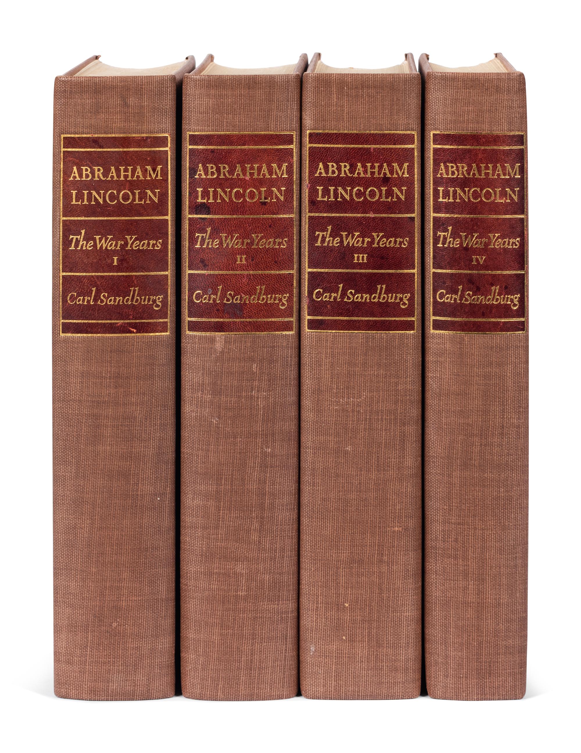 [LINCOLN] -- SANDBURG, Carl (1878-1967). Abraham Lincoln: The War Years . New York: Harcourt, Brace & Company, 1939.