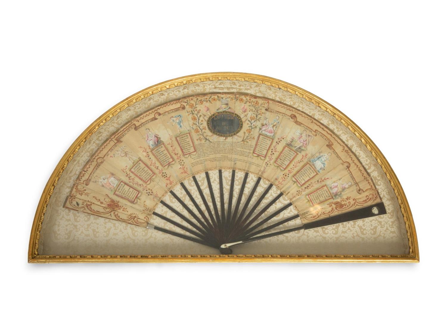 Five French Painted Fans in Giltwood Frames — 18TH/19TH CENTURY