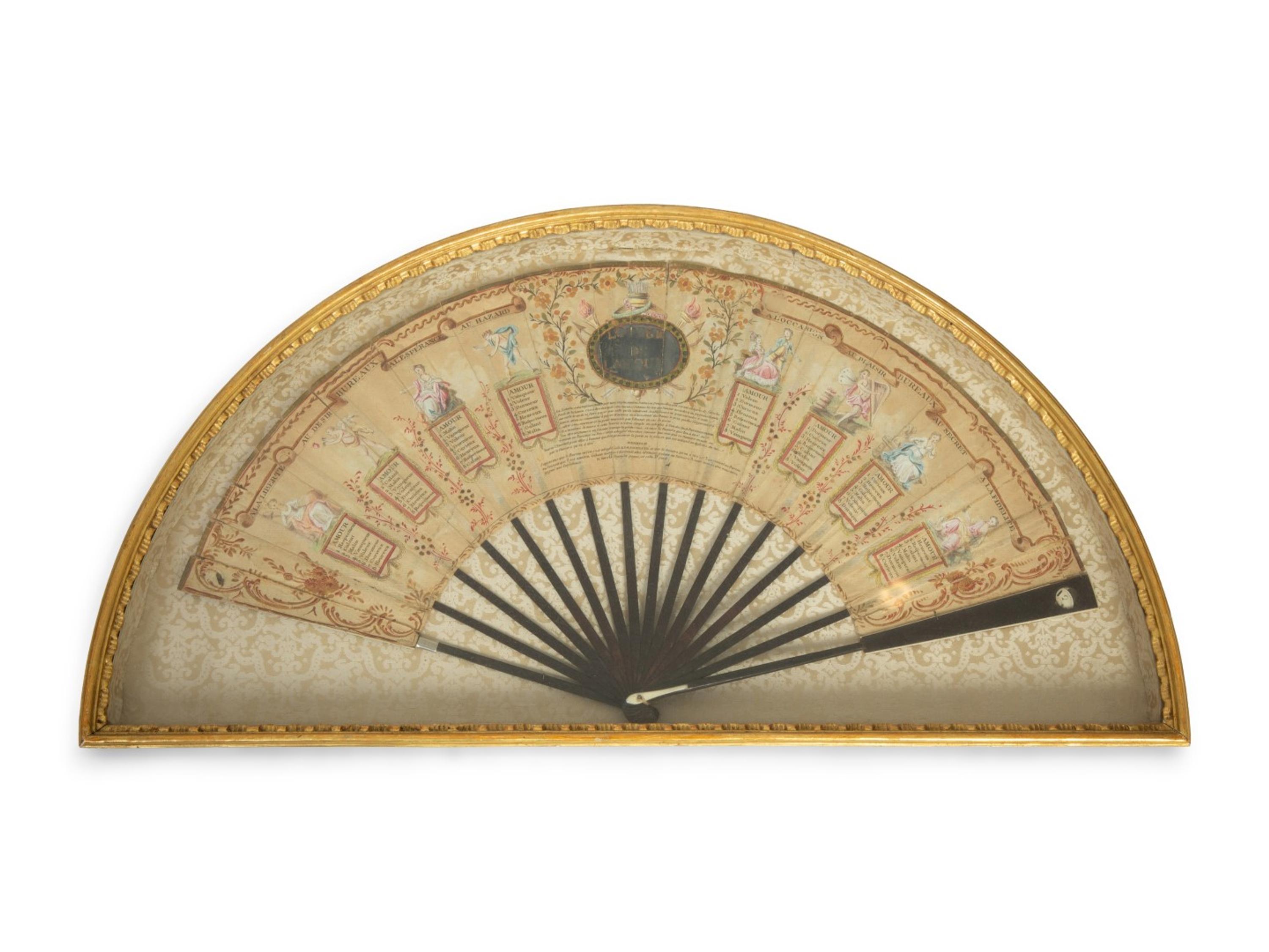 Five French Painted Fans in Giltwood Frames — 18TH/19TH CENTURY