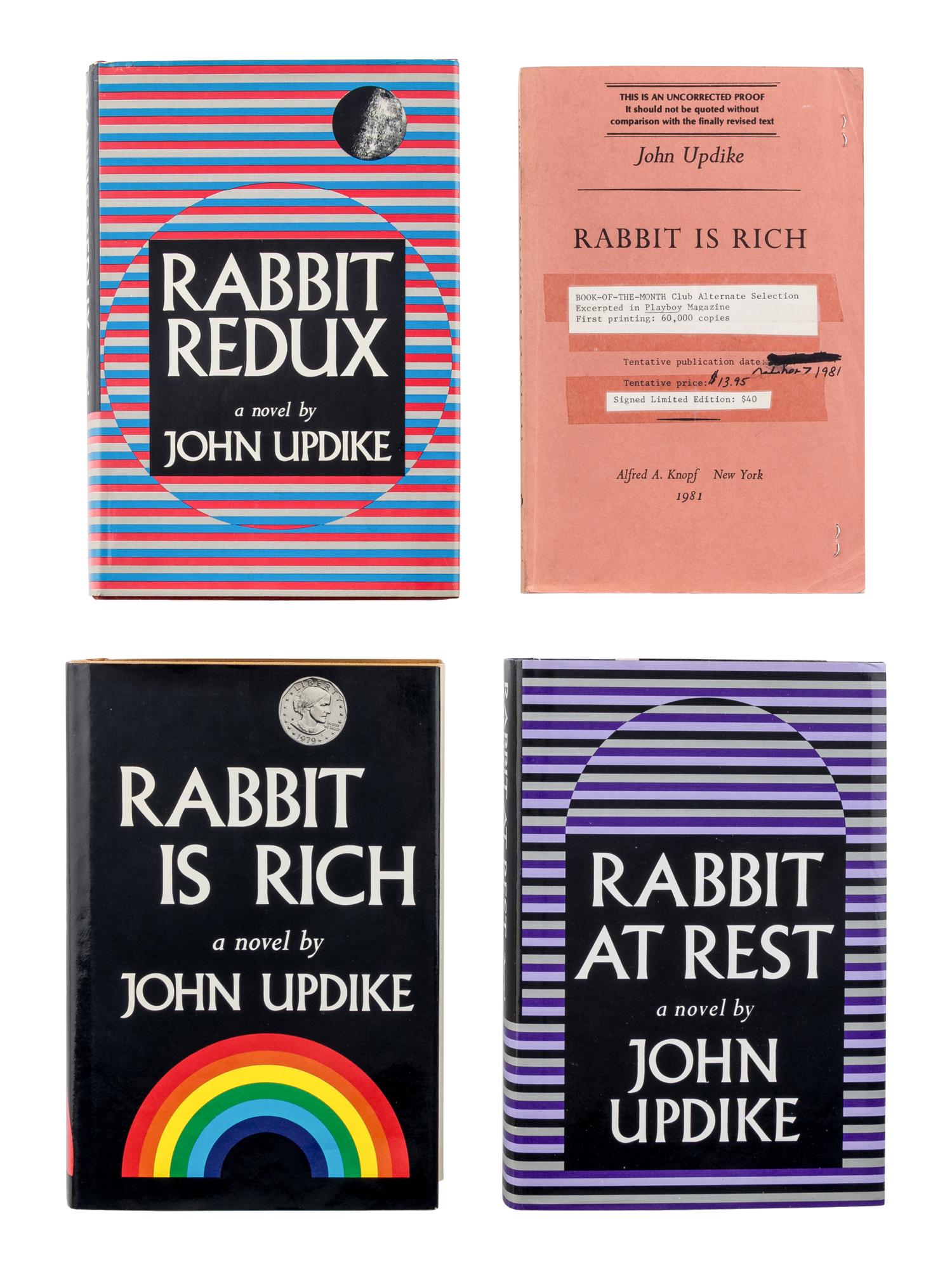 UPDIKE, John (1932-2009). A group of 4 FIRST EDITIONS of Updike’s Rabbit novels, most SIGNED, comprising: