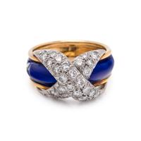 SCHLUMBERGER, TIFFANY & CO., ENAMEL AND DIAMOND 'PAVÉ X' RING
