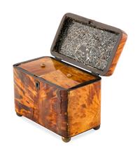 A Regency Silver Mounted Tortoise Shell Tea Caddy