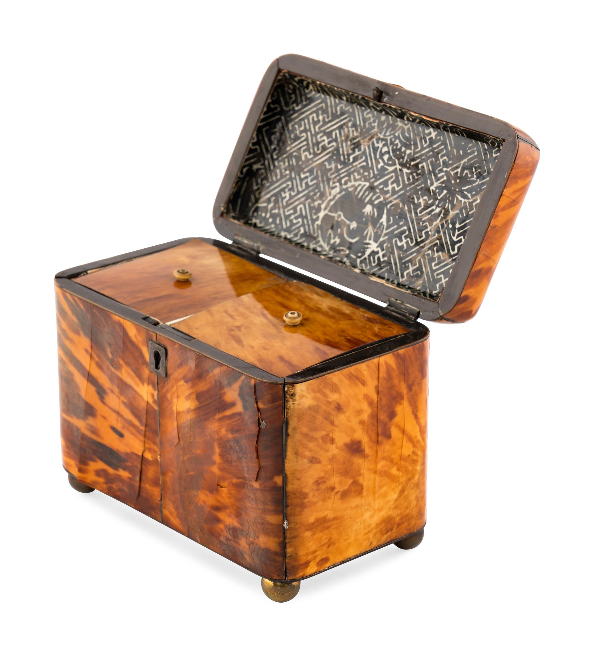 A Regency Silver Mounted Tortoise Shell Tea Caddy