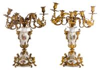 A Pair of Gilt Bronze and Berlin (K.P.M.) Porcelain Candelabra