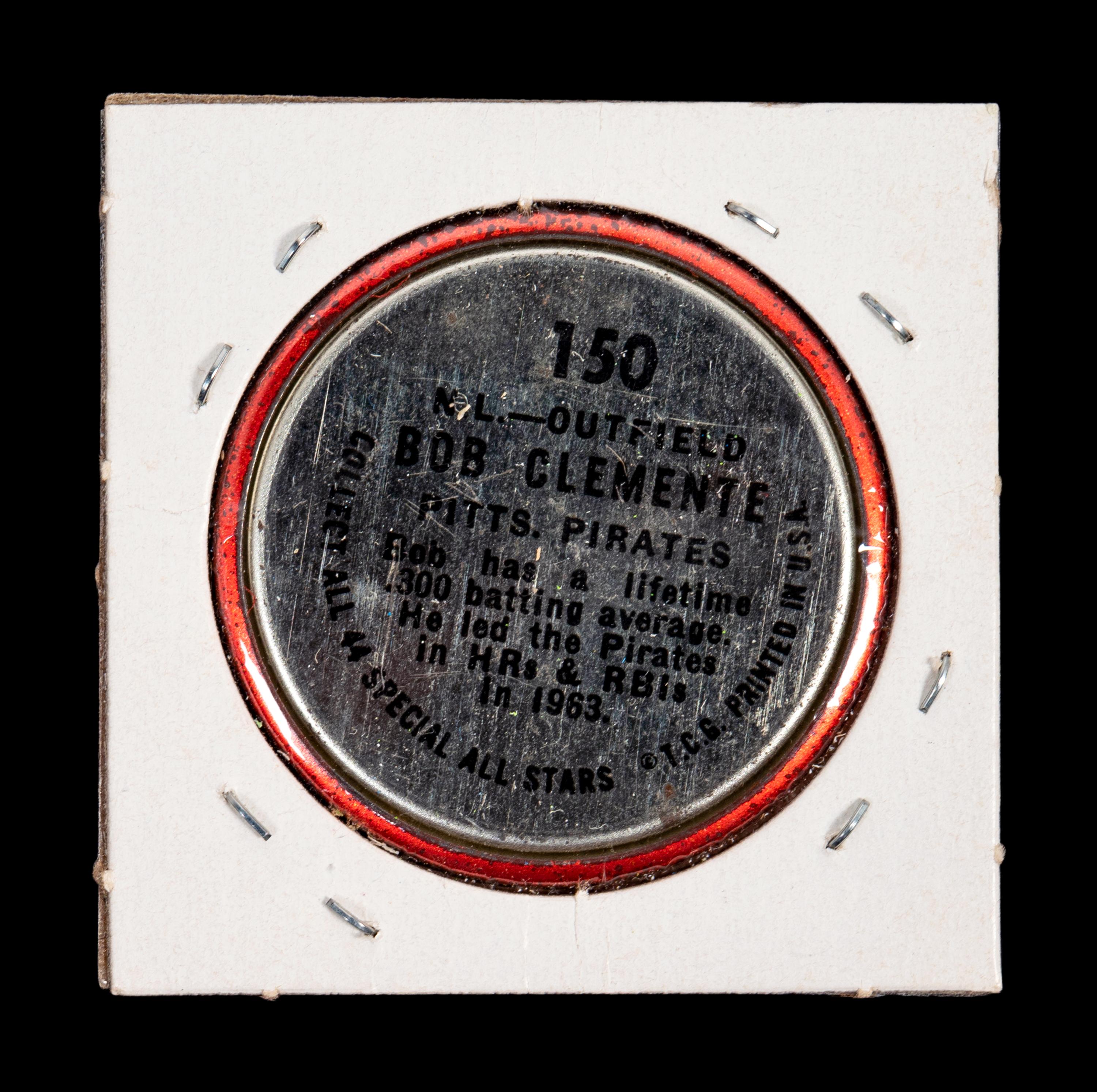 A Group of 44 1960s and 1970s Topps Baseball Coins (Including Willie Mays, Roberto Clemente and Sandy Koufax),