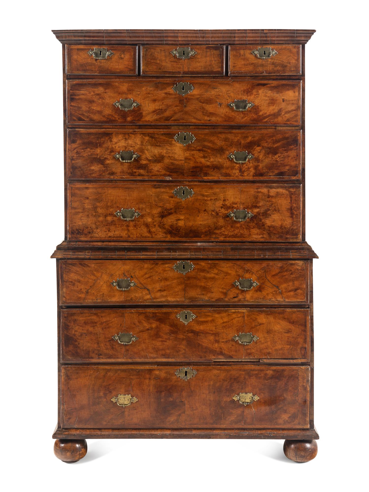 A George II Walnut Chest-on-Chest
