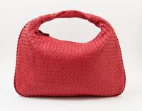 A Bottega Veneta Red Intrecciato Large Hobo Bag, 18" x 12" x 1.5"; Strap drop: 6".