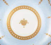 Nine English Porcelain Luncheon Plates and Five Continental Porcelain Cups with Saucers