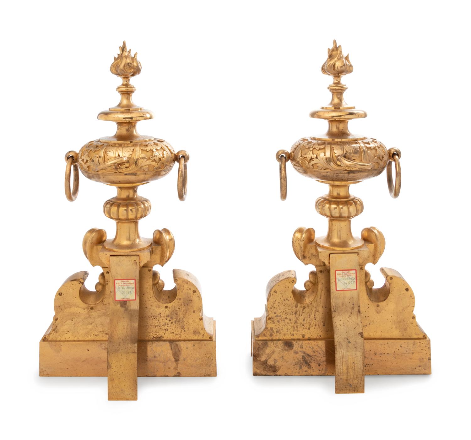 A Pair of Neoclassical Cast Bronze Chenets