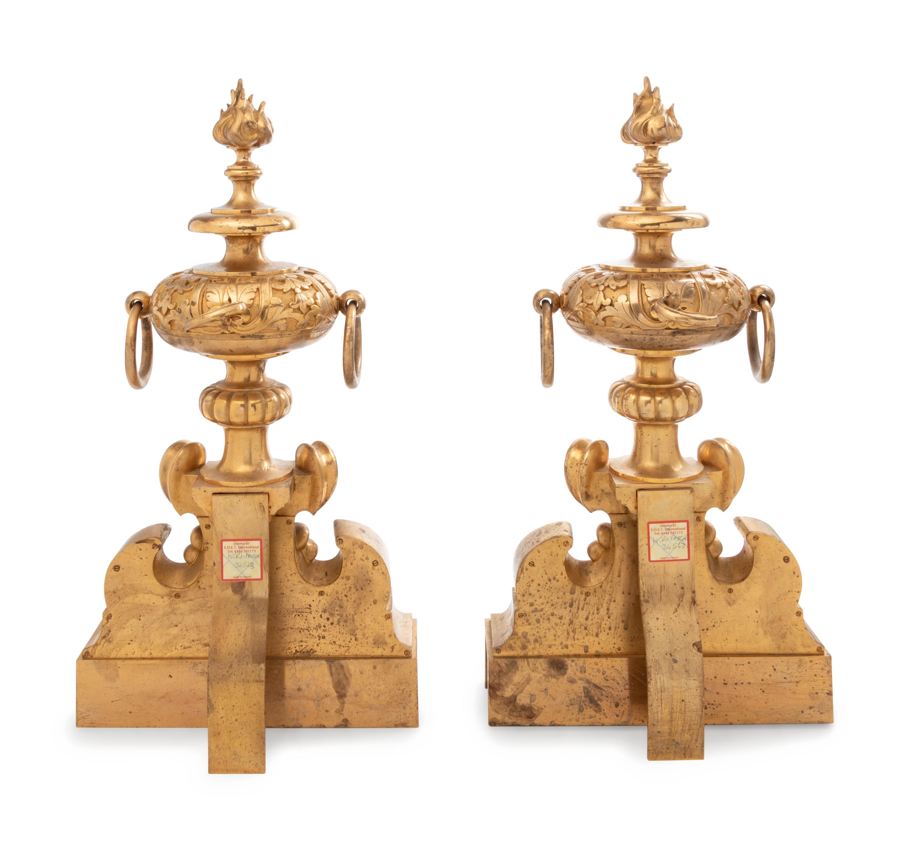 A Pair of Neoclassical Cast Bronze Chenets