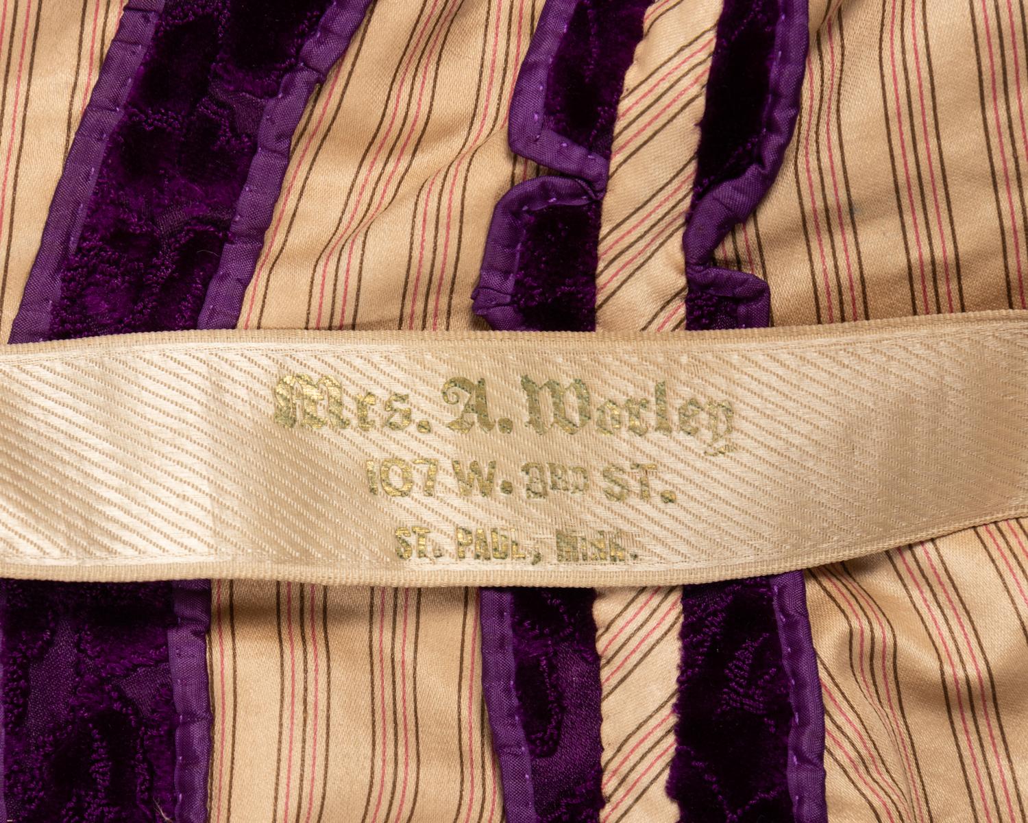 Three Velvet Pieces: One Two-Piece Dress Ensemble with Lace Collar, One Bodice, 1880s