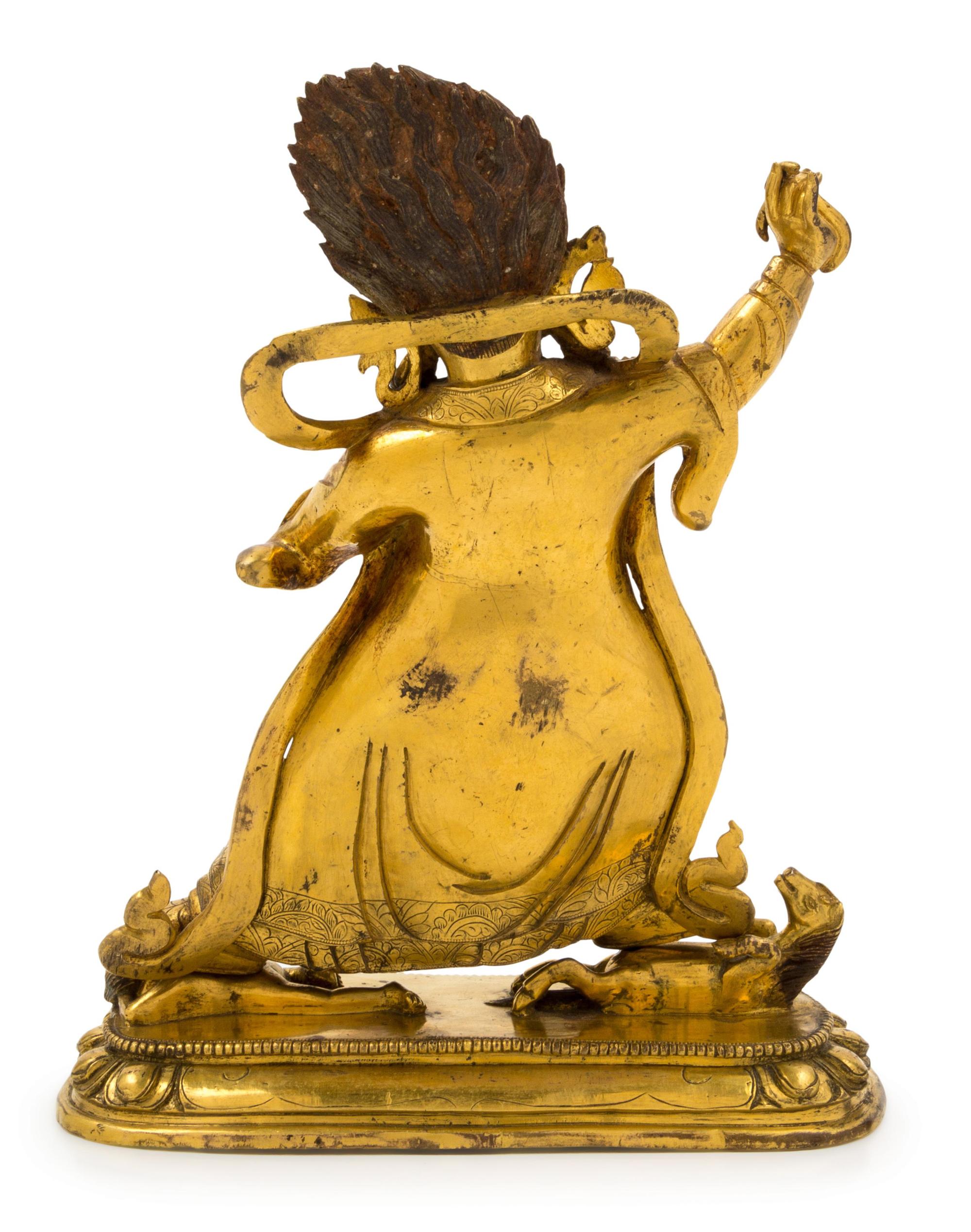 A Sino-Tibetan Gilt Bronze Figure of Mahakala