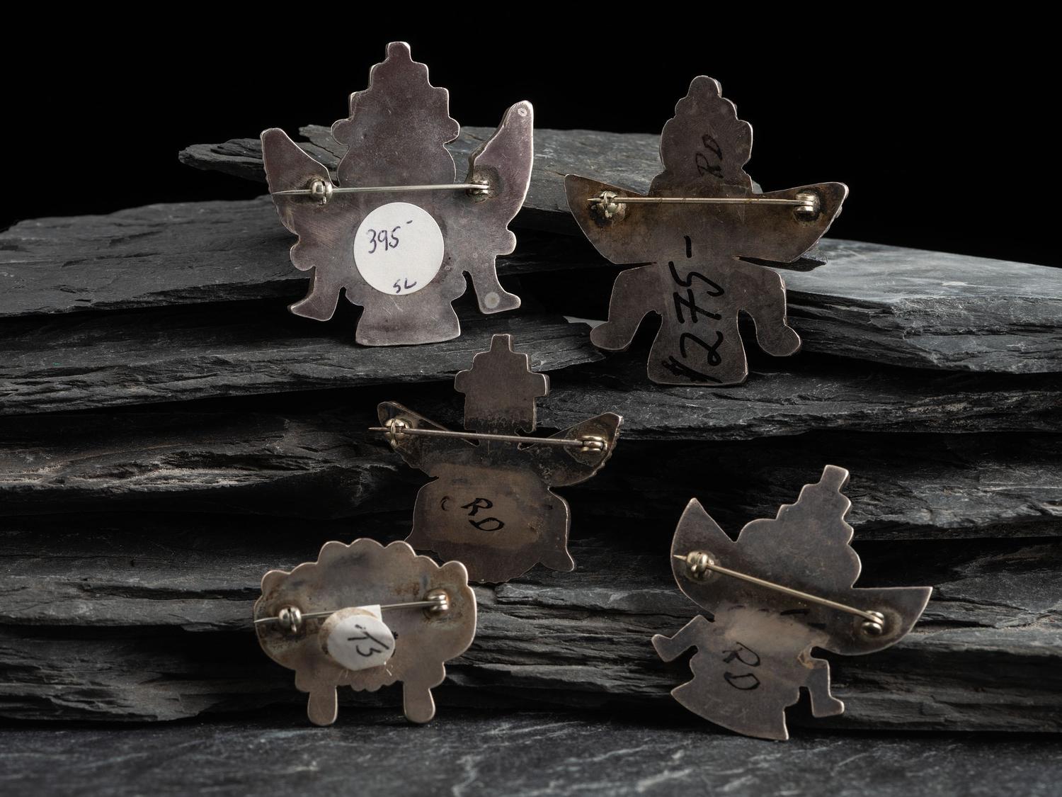 Zuni Silver and Mosaic Inlay Pins/Brooches