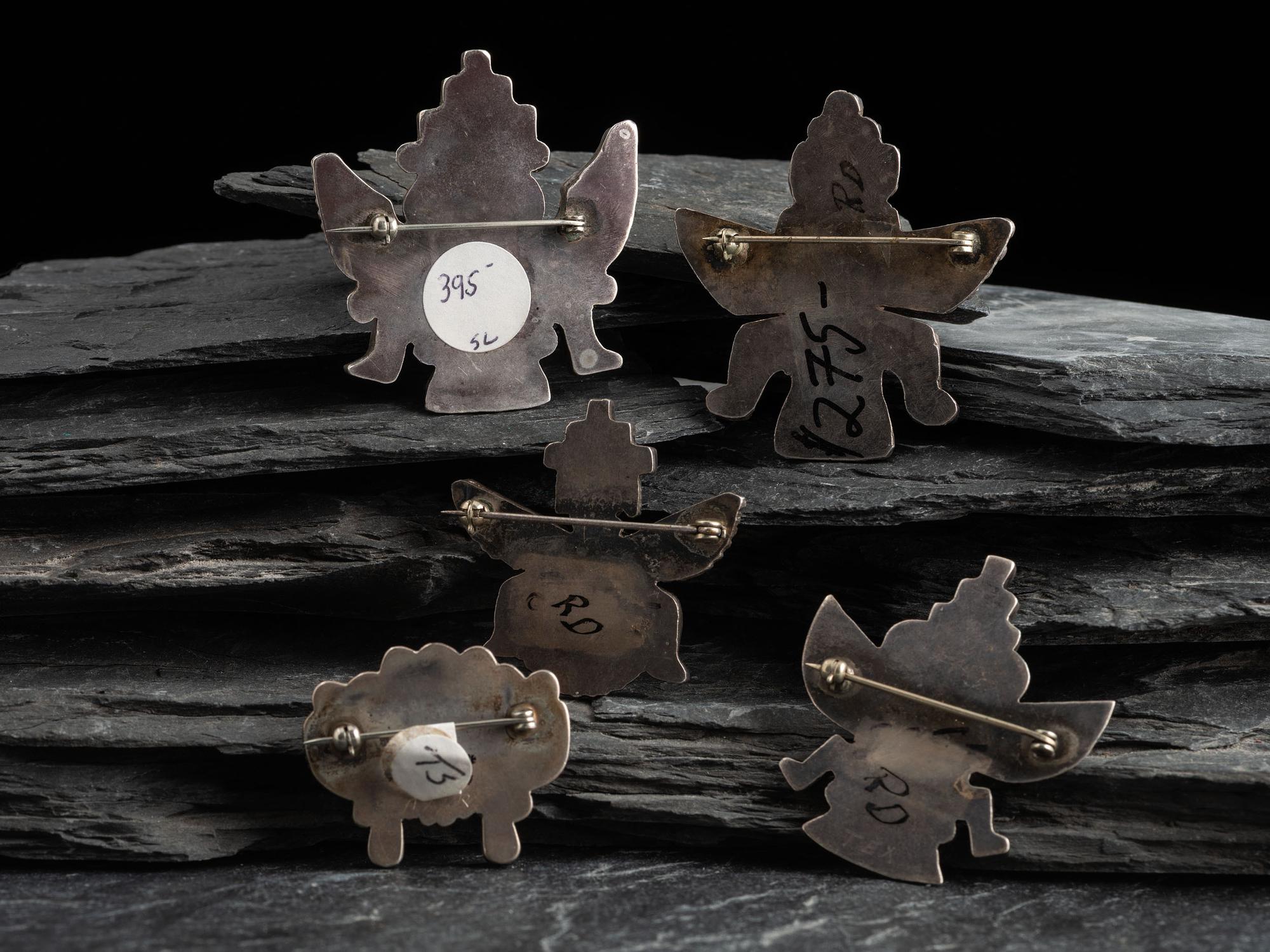 Zuni Silver and Mosaic Inlay Pins/Brooches