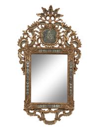 A Continental Giltwood and Etched Glass Mirror