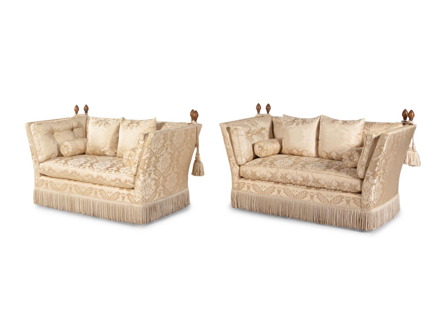 A Pair of Knole Sofas With Scalamandre Upholstery