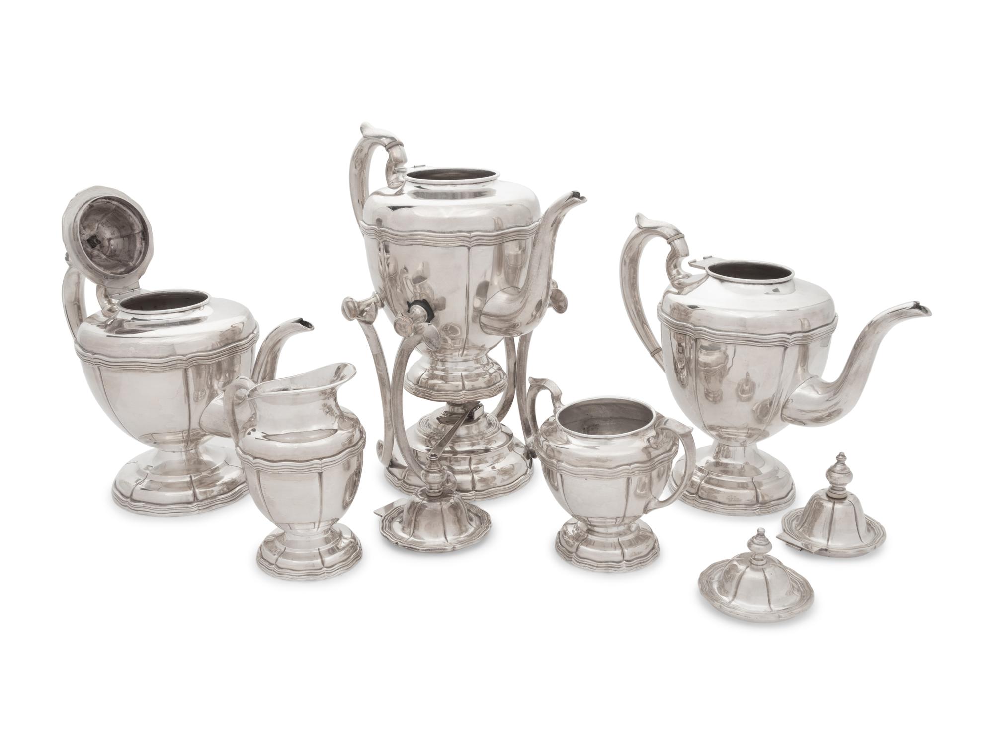 A Sanborns Silver Six-Piece Tea and Coffee Service