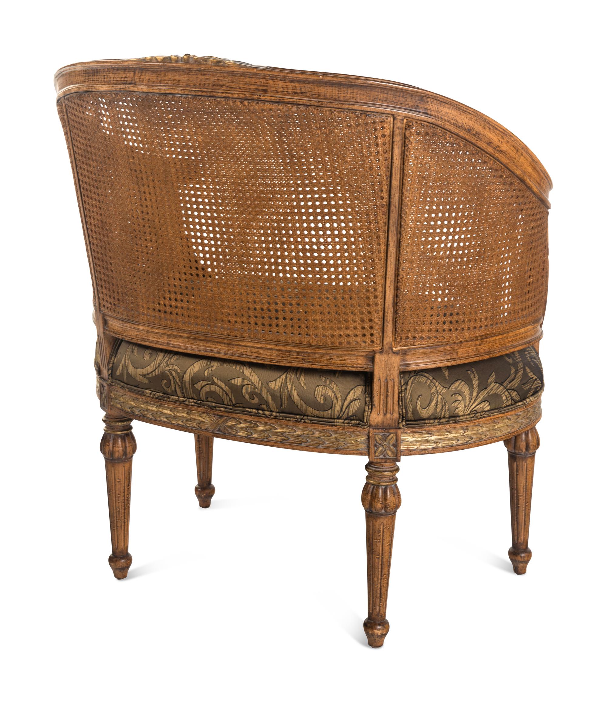 A Pair of Louis XVI Style Caned Bergères