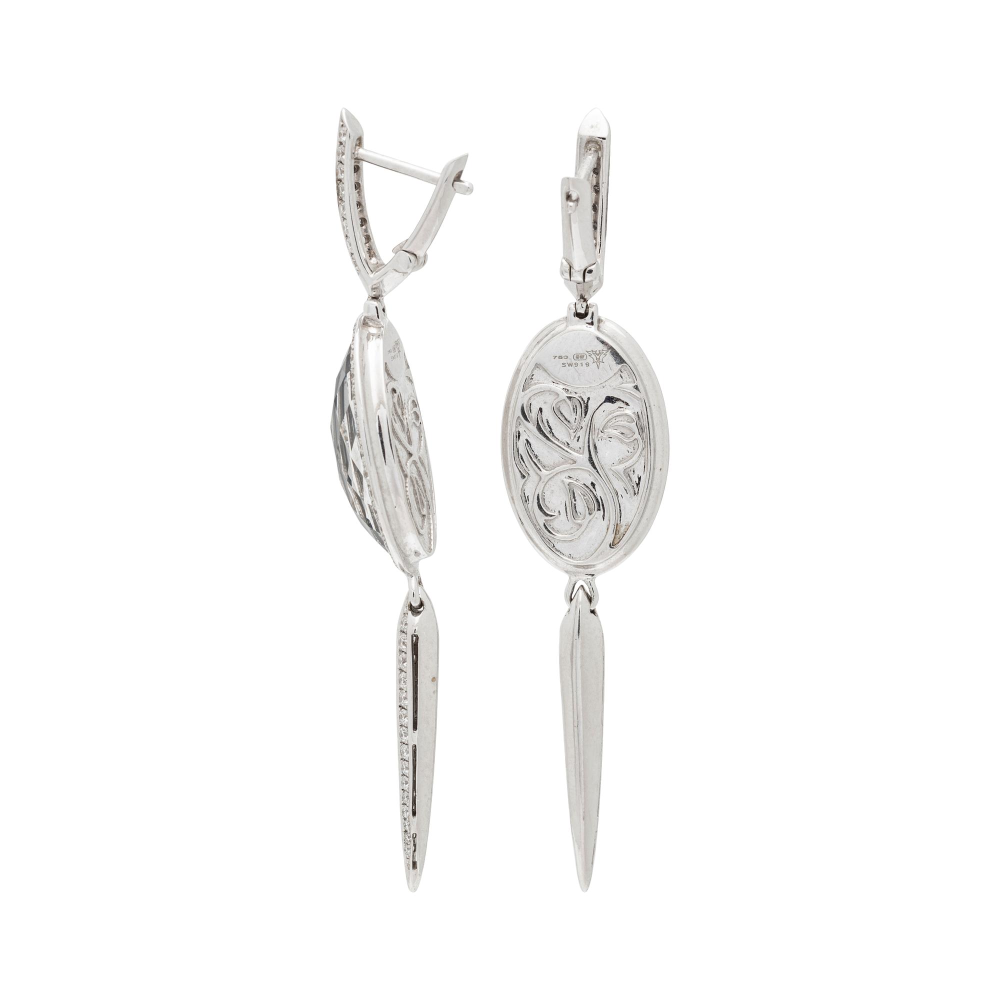 STEPHEN WEBSTER, WHITE GOLD, HEMATITE, AND DIAMOND EARRINGS