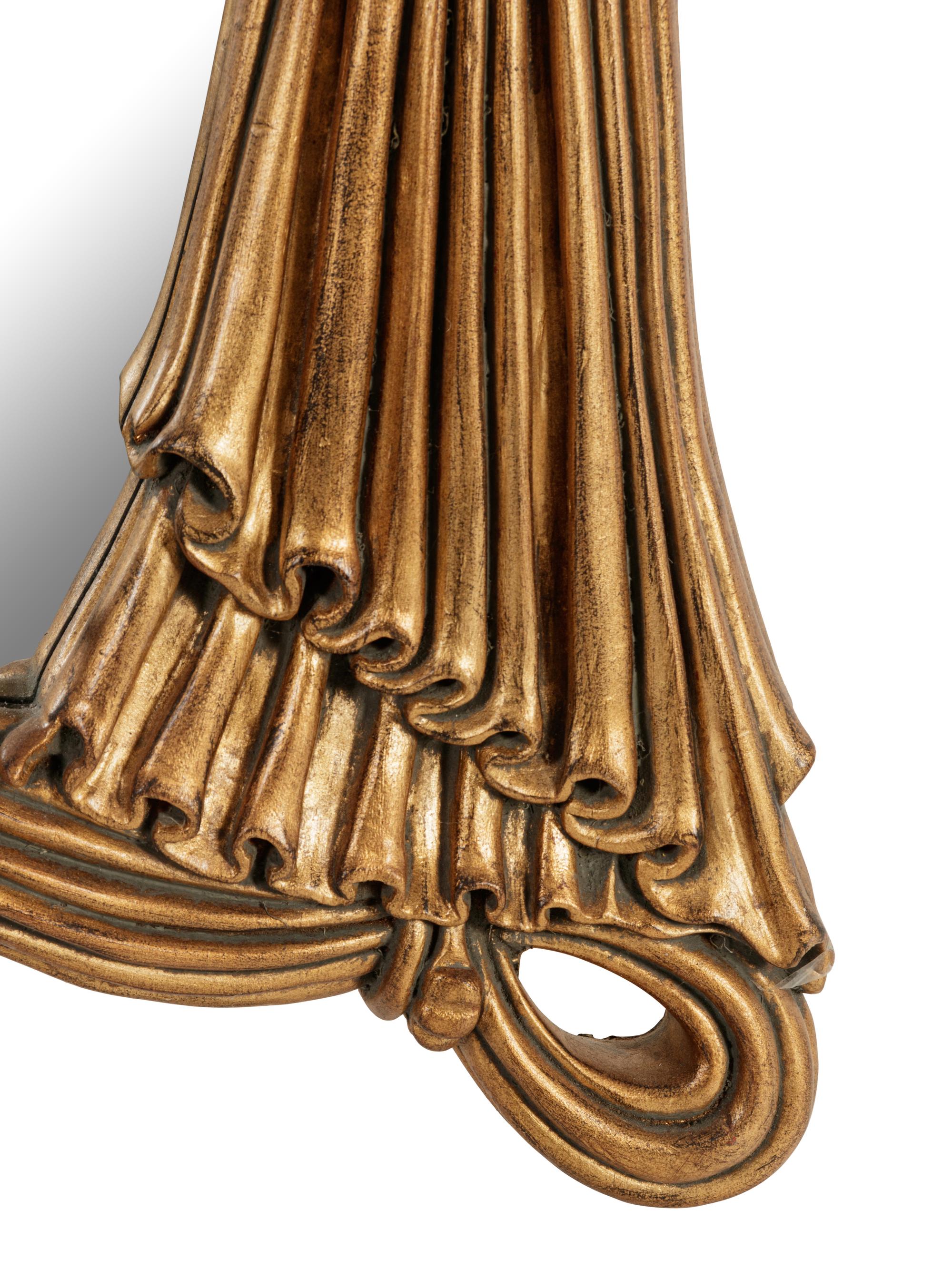 A Pair of Neoclassical Style Gilded Ribbon-Swag Motif Mirrors