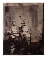 [EARLY PHOTOGRAPHY - SPORTS]. Sixth plate tintype of two South Otselic, NY baseball players posed with bat, with other portraiture, including: