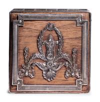 A Fabergé Silver-Mounted Rosewood Stamp Box