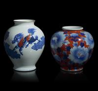 Two Japanese Fukugawa Porcelain Vases