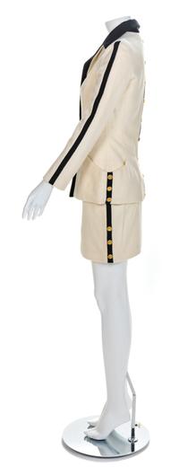 Atelier Versace Jacket and Skirt with Goldtone Buttons, 1990s No size label