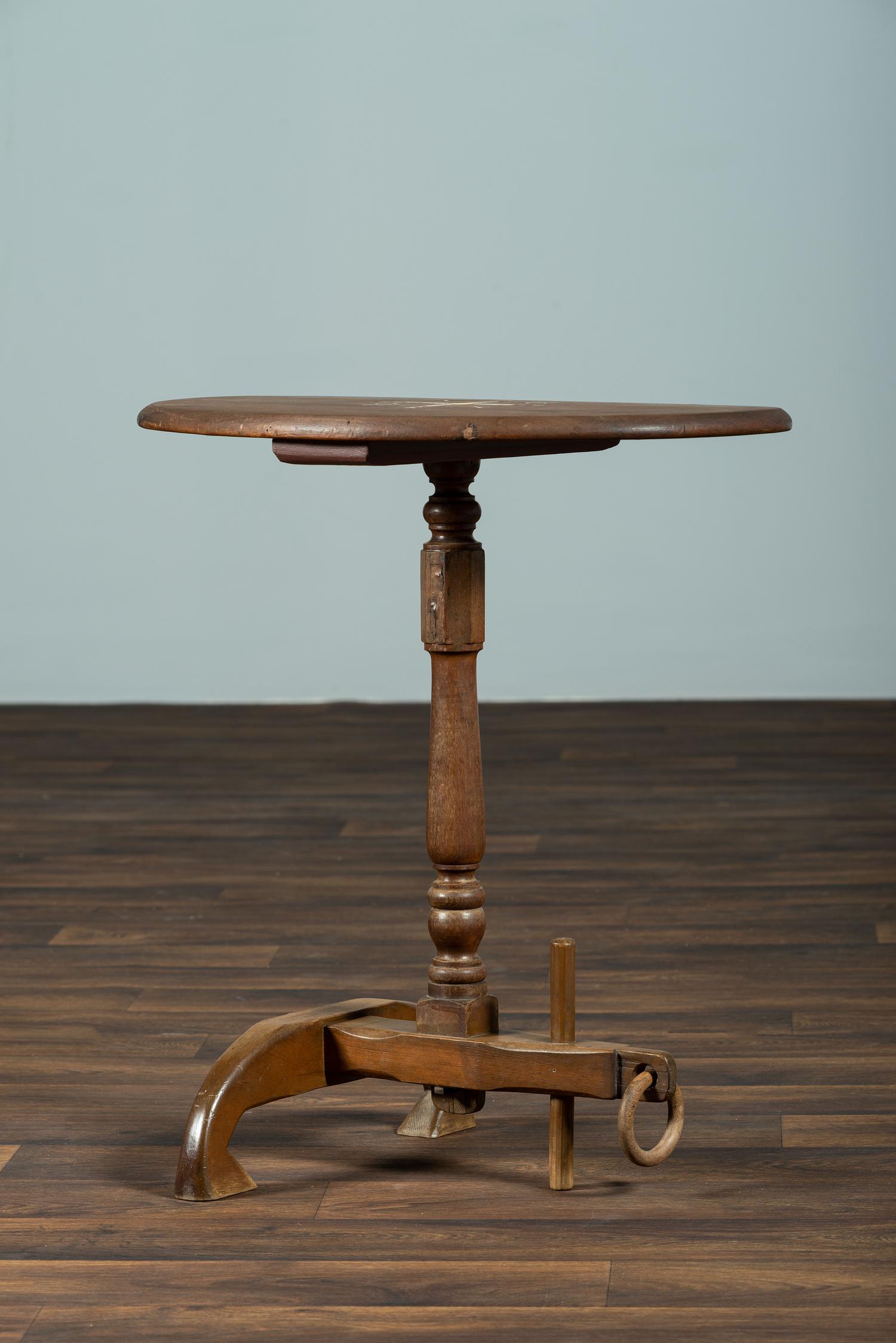 A Pine and Maple Nautical Candlestand