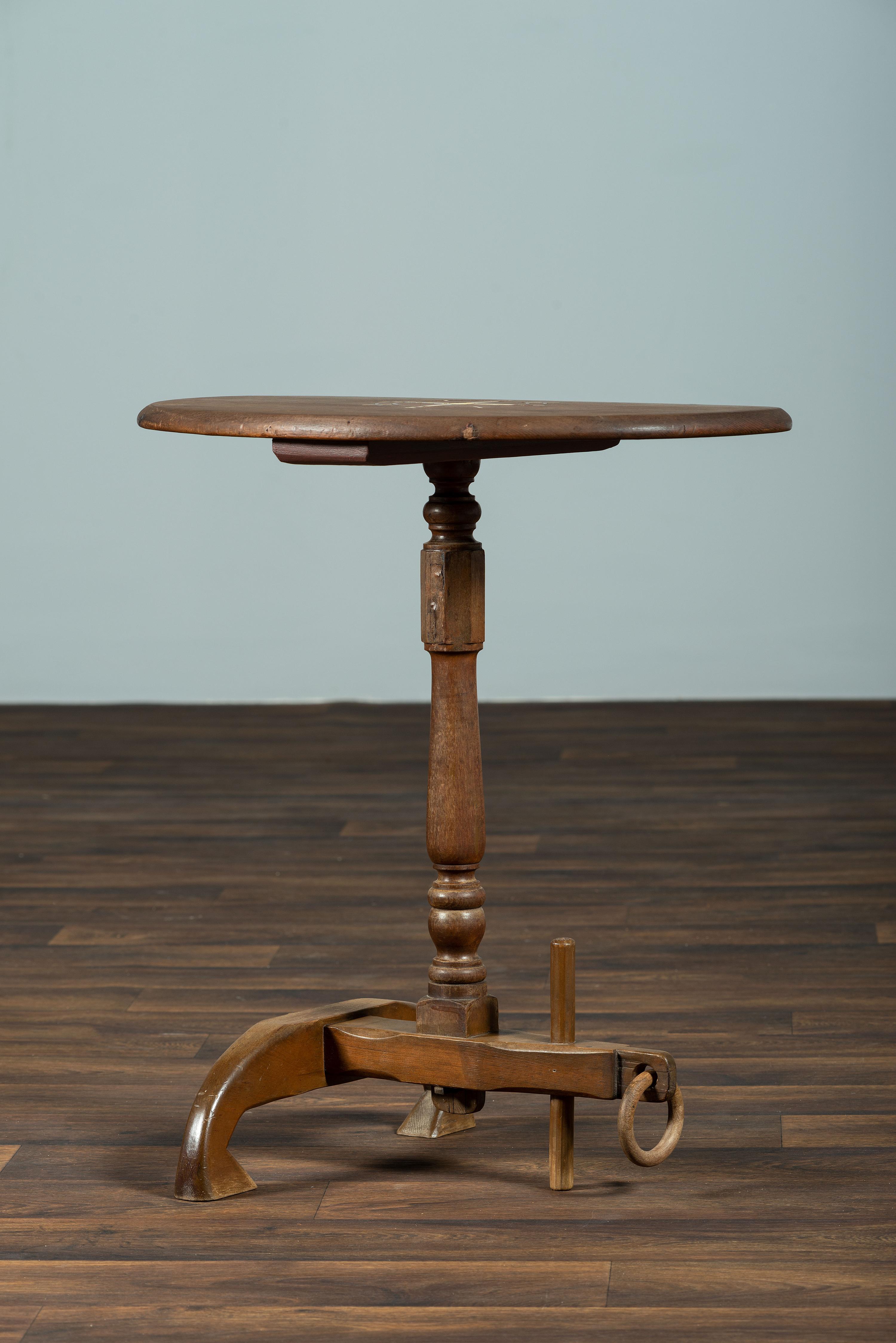 A Pine and Maple Nautical Candlestand