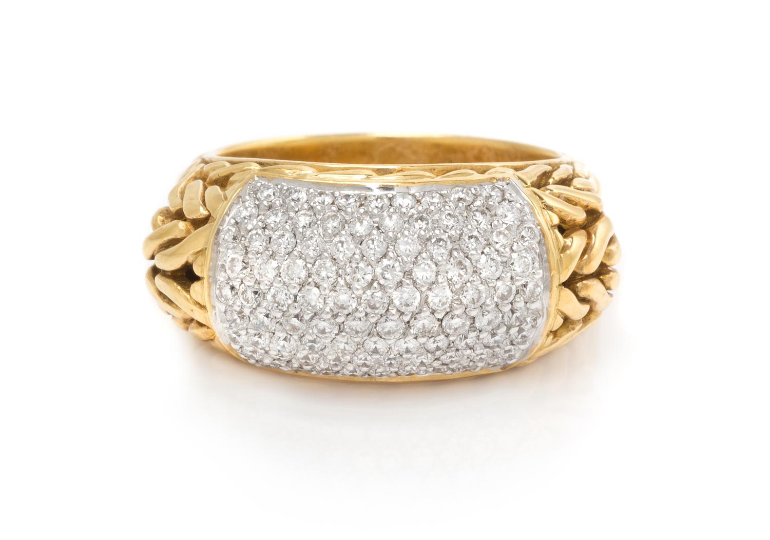 An 18 Karat Bicolor Gold and Diamond Band, John Hardy, 8.50 dwts.