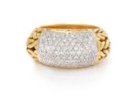 An 18 Karat Bicolor Gold and Diamond Band, John Hardy, 8.50 dwts.