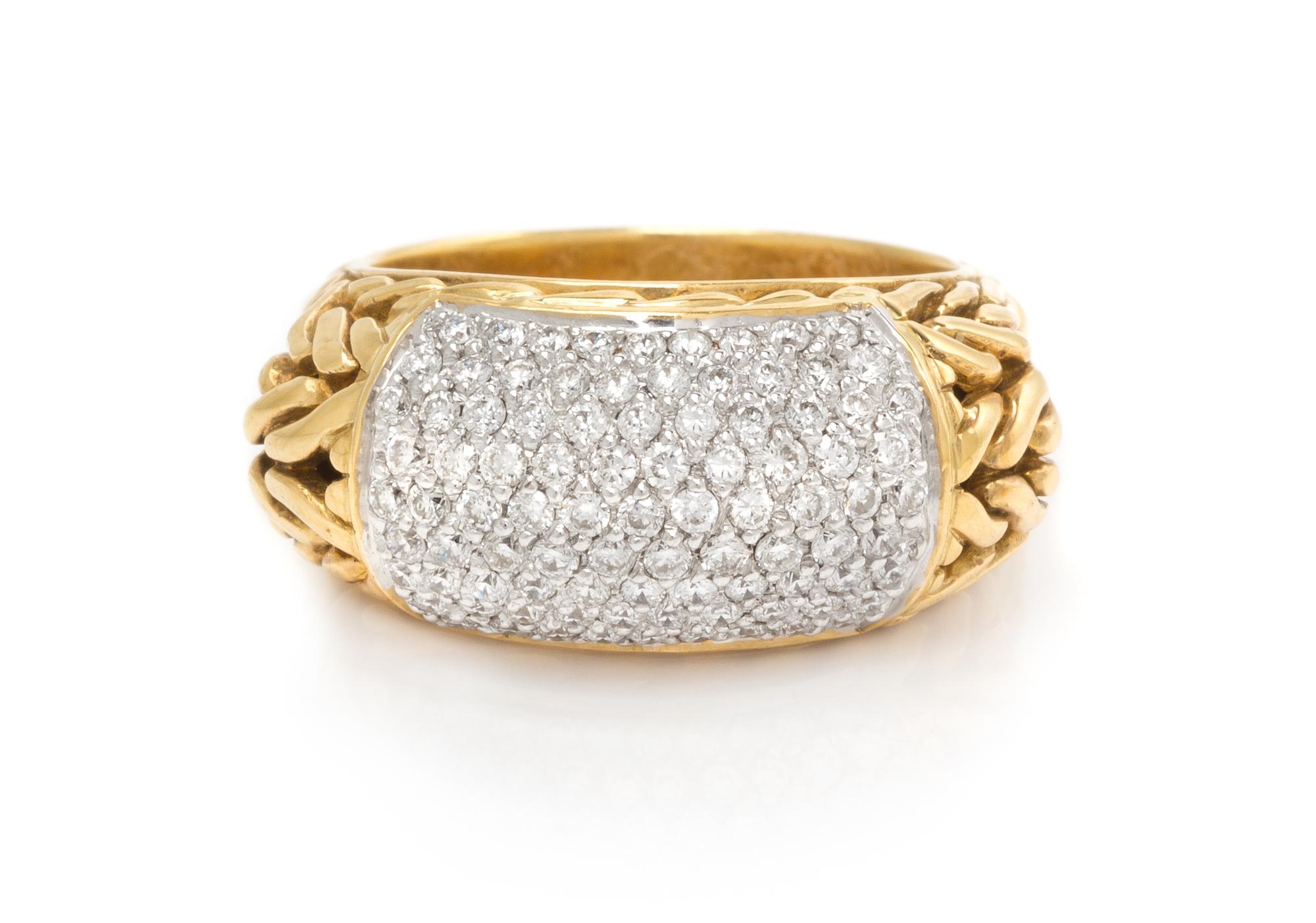 An 18 Karat Bicolor Gold and Diamond Band, John Hardy, 8.50 dwts.