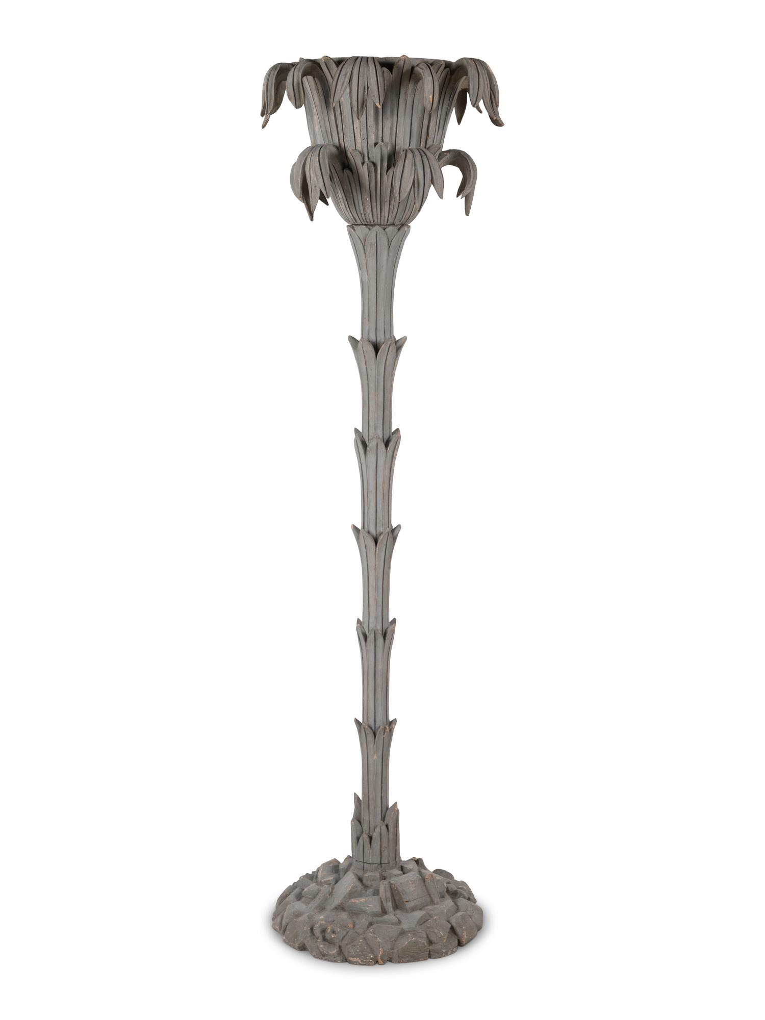A Gray-Painted Single-Light Torchère in the Style of Serge Roche