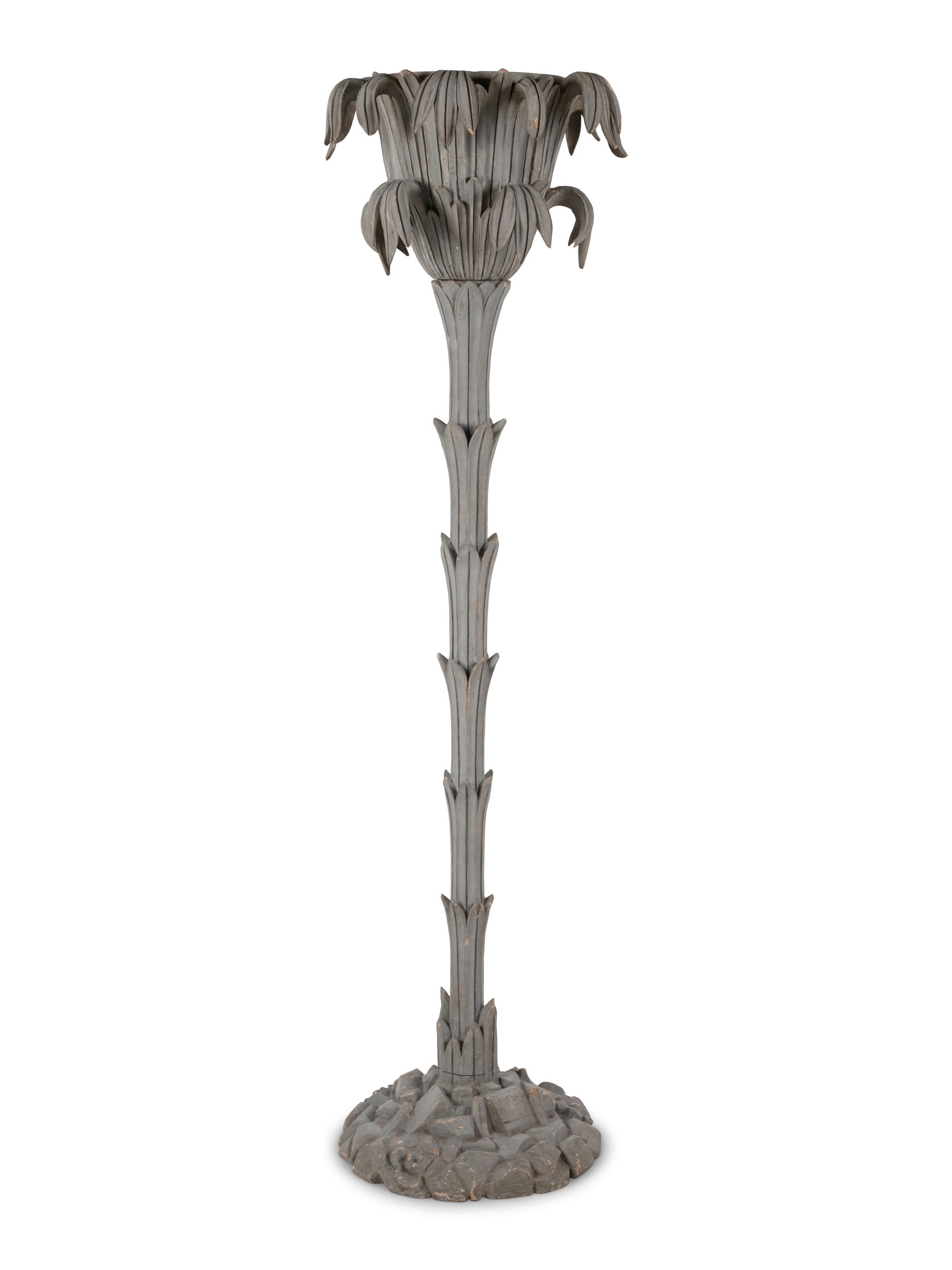 A Gray-Painted Single-Light Torchère in the Style of Serge Roche
