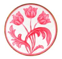 A Bohemian Carved and Colored Glass Plate Diameter 9 5/8 inches. — MANNER OF J&L LOBMEYR