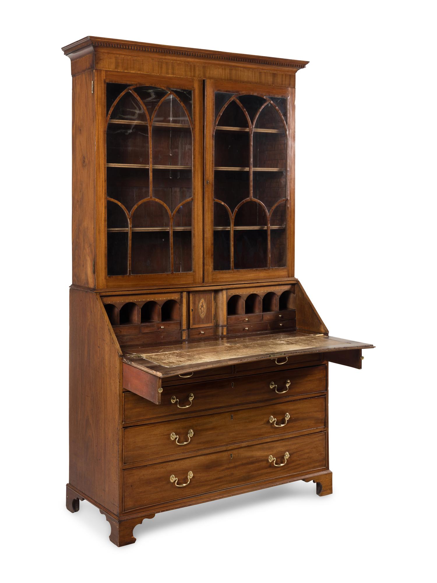 A George III Mahogany Bureau Bookcase