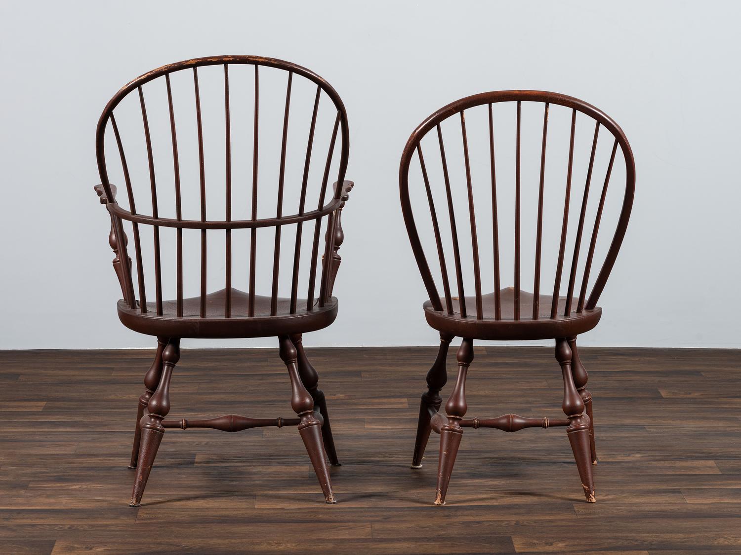 Two D.R. Dimes Brown-Painted Windsor Chairs