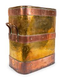 A Copper Bound Brass Log Bin — 19TH CENTURY