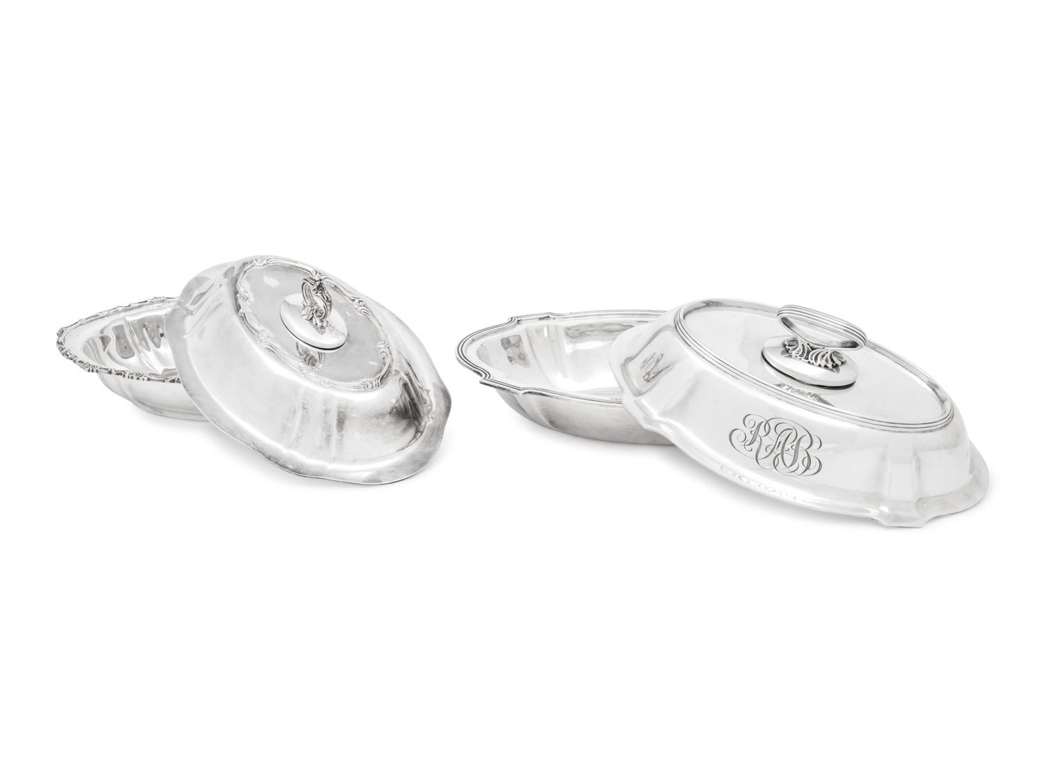 Two American Silver Covered Vegetable Dishes