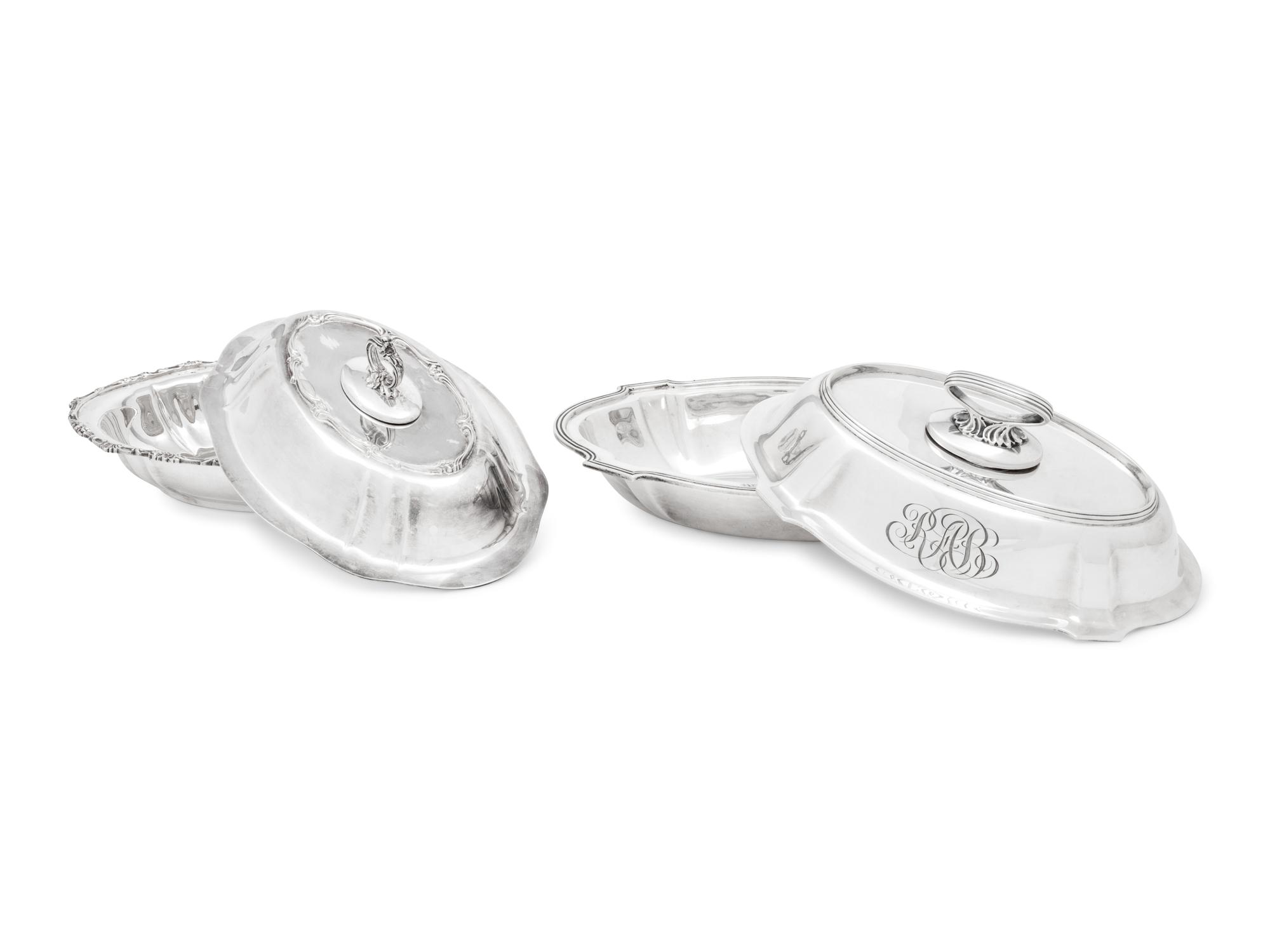 Two American Silver Covered Vegetable Dishes