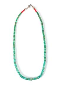 Southwestern Turquoise and Coral Beaded Necklace Length 24 inches
