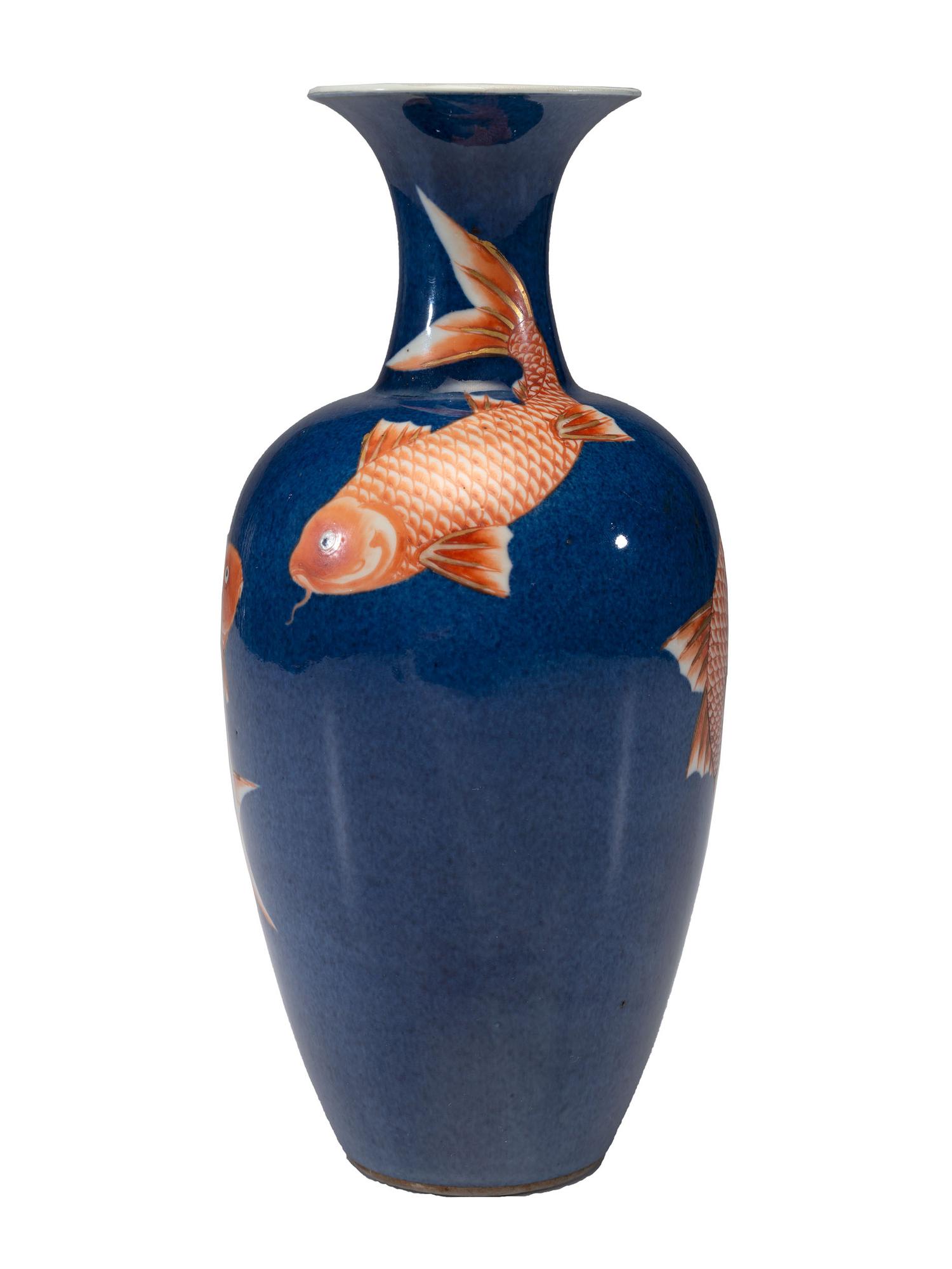 A Chinese Powder Blue Glazed Porcelain Baluster Vase