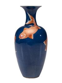 A Chinese Powder Blue Glazed Porcelain Baluster Vase